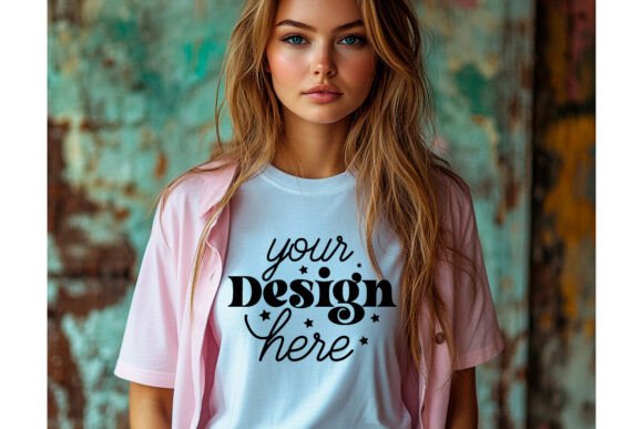 Bella Canvas 3001 White Shirt Mockup 45 for Product Mockups and Graphics