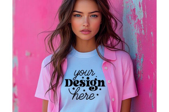 Bella Canvas 3001 White Shirt Mockup 6 for Product Mockups and Graphics