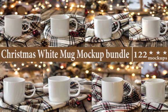 Christmas Cozy Mug Mockup Bundle for Graphics and Product Mockups
