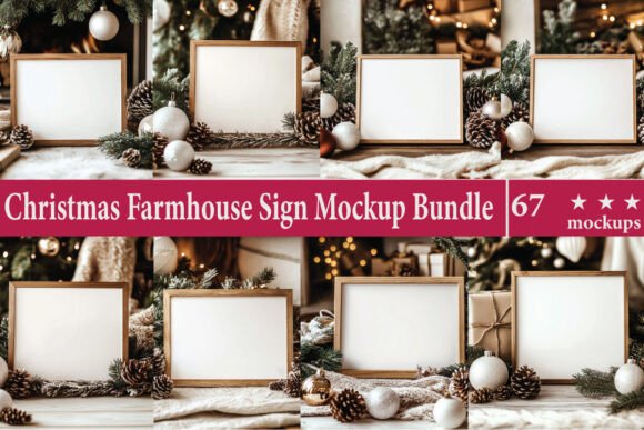 Christmas Mockup, Frame Mockup Bundle for Product Mockups and Graphics