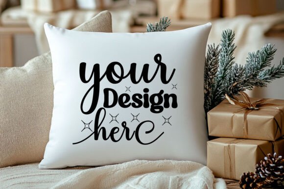 Christmas Pillow Mockup 102 - A Festive Graphic Design Asset for Product Mockups