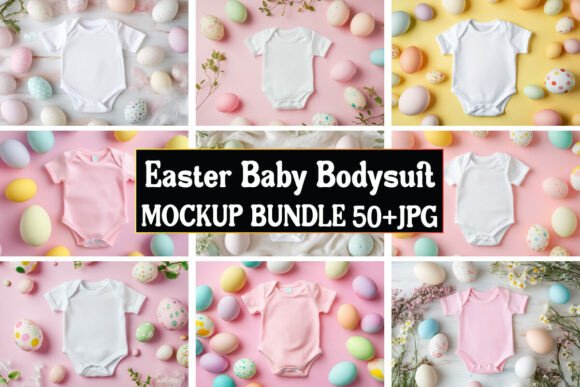 Easter Baby Bodysuit Mockup Bundle 03 for Product Mockups and Graphics
