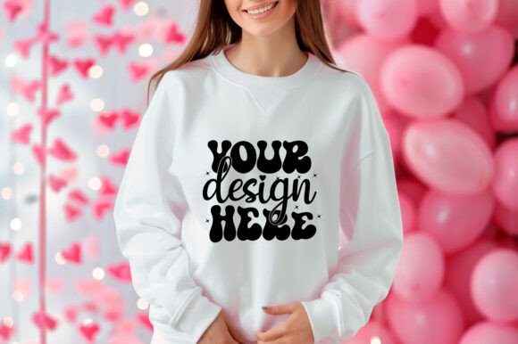 Gildan 18000 Women Valentine Mockup 116 for Product Mockups and Graphics