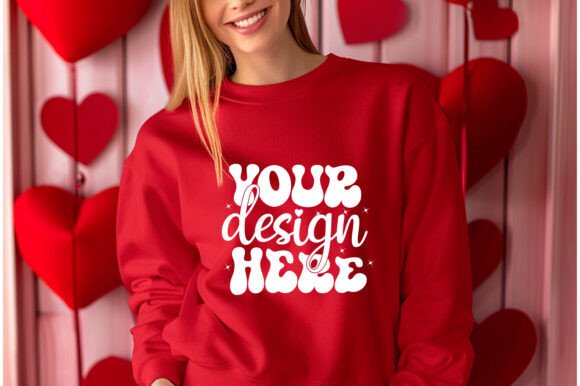 Gildan 18000 Women Valentine Mockup 183 for Graphics and Product Mockups