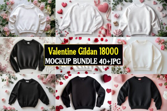 Valentine Gildan 18000 Mockup Bundle 04 for Product Mockups and Graphics